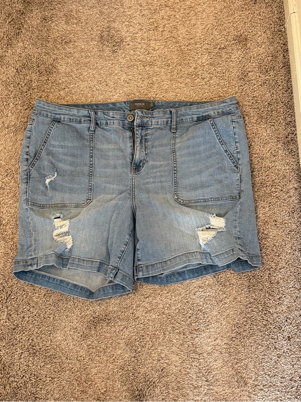 torrid Light Blue Distressed Denim Jean Shorts